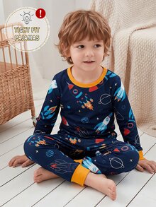 Boys' Car Print Long Sleeve Long Pants Snug Fit Loungewear - Multicolor - View 8