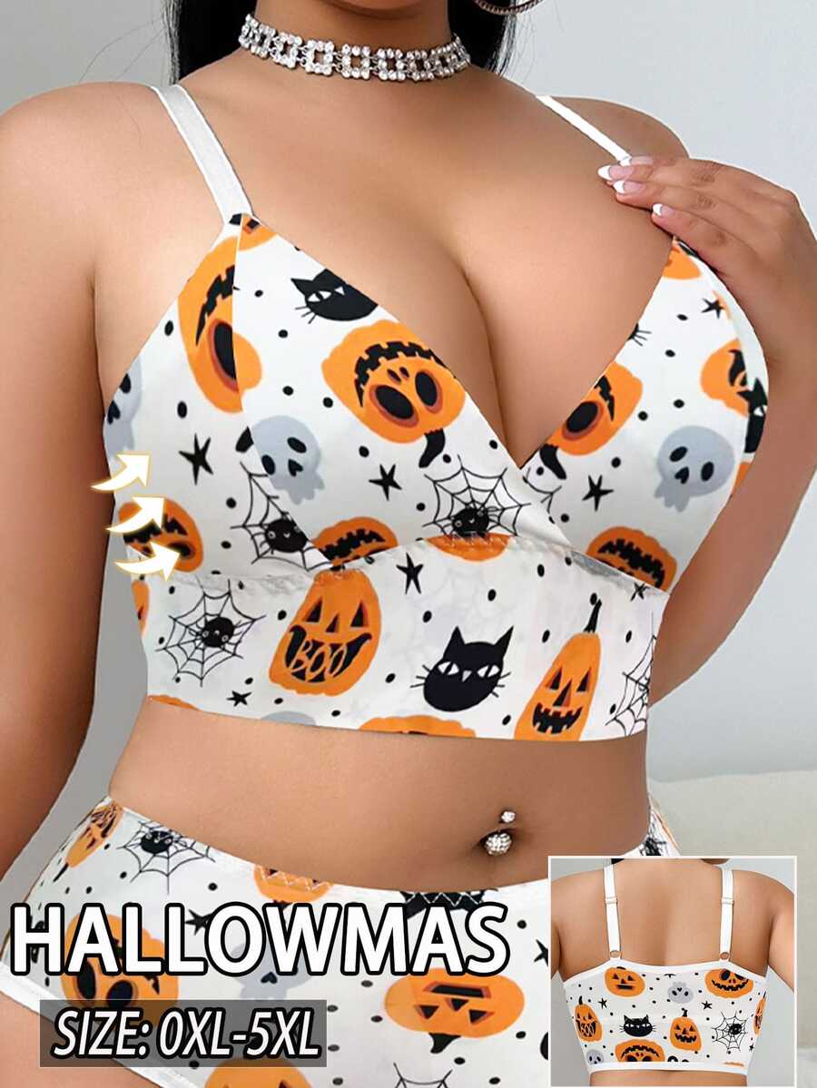 AltCore Halloween Plus Size Wireless Bra Single Piece - Multicolor - View 1
