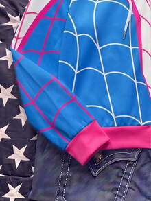 Muchica Women's Spider Print Colorblock Casual Daily Sweatshirt - Multicolor - View 4