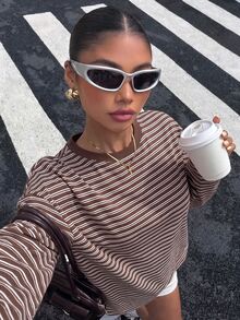 Muchica Women's Striped Casual Daily Wear T-Shirt Suitable For Summer - Multicolor - View 4