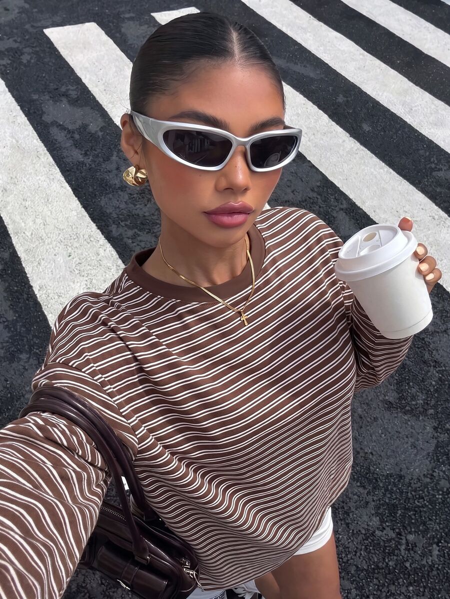 Muchica Women's Striped Casual Daily Wear T-Shirt Suitable For Summer - Multicolor - View 1