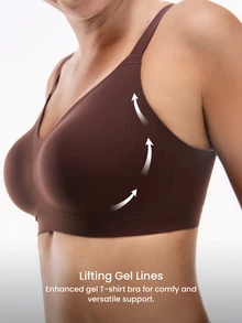 LUVLETTE Chocolate Wireless Full Coverage Seamless Side Support Lounge Bra Bralette Bra No Show Underwear Workout Sports Sticky Basic SizeFreedom Bra - Chocolate Brown - View 4