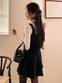 DAZY 女款純色休閒派對與旅行中長洋裝 - 黑色 - 查看 3