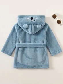 男嬰冬季保暖連帽睡袍居家服 - 藍色 - 查看 2