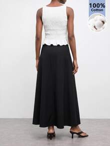 Maija Women's Fashion Commuter Metal Eyelet Decor Skirt - Black - View 3