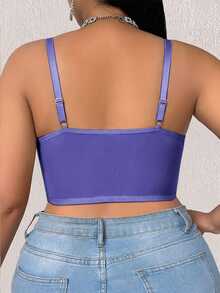 SHEIN 大尺碼女款素色休閒日常細肩帶內衣 - 紫色 - 查看 2