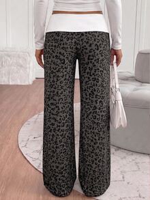 Tween Girl Street Style Versatile Y2K Rider Leopard Print Straight Leg Loose Fit Long Pants - Multicolor - View 2