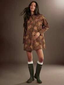 WESTFADE High Neck Button Front Long Sleeve Floral Print Denim Mini Dress, Fall Winter 2026 Western Style, Cowgirl Clothing, Rodeo, Female Country Look, Autumn - Multicolor - View 5