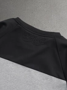 STYNVO 男士字母印花拼色休閒日常短袖T恤 - 淺灰色 - 查看 3