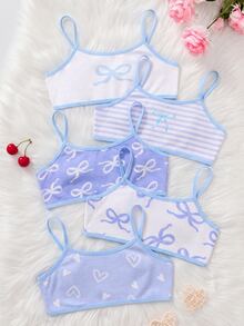 SHEIN Tween Girl Tween Girl Cute Minimalist Leopard Print & Heart Pattern Soft Skin-Friendly Children Student Puberty Underwear 5pcs -Piece Set Valentine's Day - Multicolor - View 4