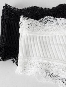 EverLounge 5pcs Black & White Lace Women's Triangle Panties - Multicolor - View 8