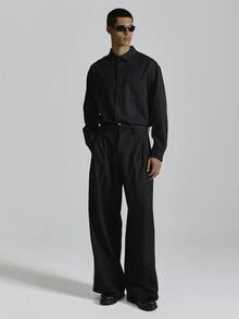 Musero Oversized Pleat Front Trosuers With Applique Side Stripe Co Ord Trosuers Only Autum Winter Essentials - Black - View 5