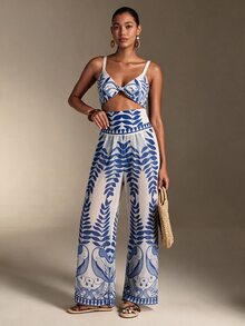 Swim Oasis 女款度假花卉印花鏤空設計連身泳衣附外罩褲 - 彩色 - 查看 6