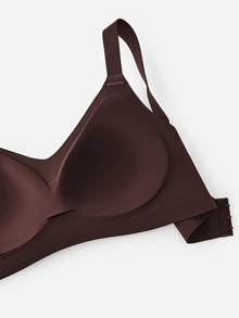 LUVLETTE Chocolate Wireless Full Coverage Seamless Side Support Lounge Bra Bralette Bra No Show Underwear Workout Sports Sticky Basic SizeFreedom Bra - Chocolate Brown - View 9