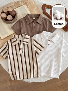 SHEIN 男童休閒3件套 Polo衫 波西米亞風 舒適 開學季 畢業禮服 婚禮生日派對 夏季舒適穿搭 - 彩色 - 查看 3