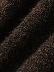 DAZY Women's Solid Color Loose Long Sleeve Round Neck Button Casual Vacation Korean Style Autumn/Winter Knit Cardigan - Coffee Brown - View 3