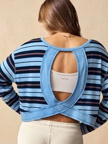 VARSIVA Women's Striped Colorblock Casual Daily Travel Sports T-Shirt - Multicolor - View 7