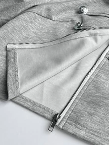 Maweii Plus Size Women's Casual Minimalist Streetwear Daily Commute Zipper & Button Versatile Autumn Grey Slim Fit Jacket Fall - Grey - View 7
