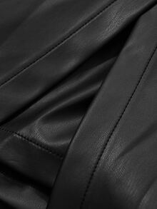 DAZY Women's Solid Color PU Leather Side Slit Hem Fashion Skorts - Black - View 7