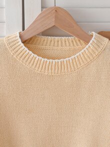 SHEIN 青少年女孩長袖百搭上衣與寬鬆長褲針織套裝 - 黃色 - 查看 6