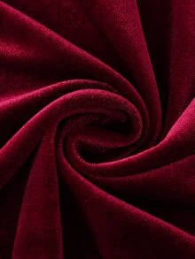LUMIGAL Gaun Panjang Wanita Berwarna Hitam dengan Hiasan Renda dan Patchwork Beludru Merah Anggur - Burgundy - View 6