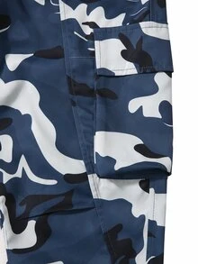 Manfinity Homme Men's Camouflage Print Drawstring Waist Loose Cargo Pants - Multicolor - View 5
