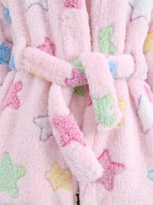 Cozy Pixies 新生女嬰保暖內裡加厚圓領長袖前綁帶睡袍，百搭舒適，適合秋冬 - 彩色 - 查看 5