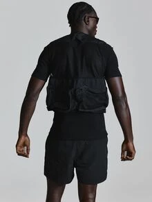 Musero Sport Running Tactical Jacket Clasp Fastening Rectangle Pockets Spring Summer Activewear - Black - View 5
