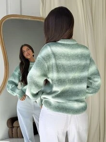 Aloruh Women's Autumn/Winter Gradient Loose Pullover Sweater - Multicolor - View 2