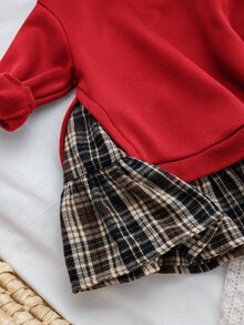 SHEIN 少女復古時尚百搭休閒日常穿搭，秋冬款，適合外出與校園穿著 - 紅色 - 查看 8
