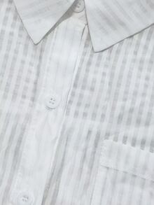 Resyla New Women's Plus Size Casual Loose Slimming Concealing Long Sleeve Collared Shirt - White - View 5
