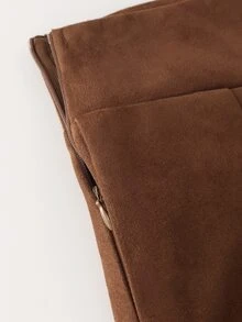 LUMIGAL Women's Elegant Coffee-Colored High-Waisted Wide-Leg Long Pants - Coffee Brown - View 4