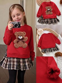 SHEIN 少女復古時尚百搭休閒日常穿搭，秋冬款，適合外出與校園穿著 - 紅色 - 查看 1