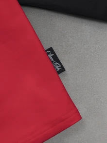 STYNVO 男士休閒刺繡撞色長袖極簡風T恤 - 紅色 - 查看 5