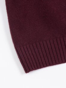 SHEIN Franclia Women's Basic Minimalist Fashion Commute Polo Collar Asymmetrical Hem Sweater 2 Pieces Set - Burgundy - View 8