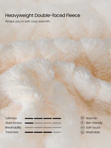 GLOWMODE Heavyweight Double-Faced Fleece Cozy Nights Long Robe With Detachable Tie Waist & Patch Pockets Daily Casual Home Fall Winter Wear - White - View 5