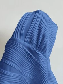 Soleia 女款紋理掛脖背心上衣，適合海灘度假 - 藍色 - 查看 7