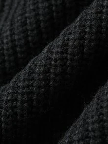 DAZY Sweater Pria Lengan Panjang Ketat Kerah Tinggi Warna Hitam Musim Gugur/Dingin - Hitam - View 10