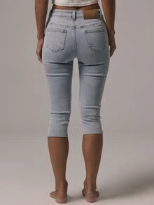 MUSERA Mid Rise Skinny Fitted Denim Capri Style Jeans Autumn Winter Fall Daily Eveyday Core Denim - Baby Blue - View 5