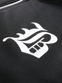 PAVTROS 男士連帽衛衣套裝，對比色哥德風極簡單字母印花，拉鍊連帽衛衣搭配鬆緊腰長褲，褲腳拉鍊設計，秋冬男士連帽衛衣套裝，寬鬆版型，休閒舒適百搭，適合外出、通勤、街拍、旅行、度假、日常穿著等 - 黑色 - 查看 7