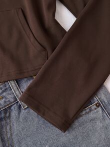 青少年女孩秋冬新款淺棕色拉鍊針織運動衫 - 棕色 - 查看 5