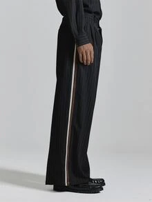 Musero Oversized Pleat Front Trosuers With Applique Side Stripe Co Ord Trosuers Only Autum Winter Essentials - Black - View 3