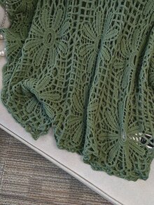 GlowEve CURVE 大尺碼女款度假刺繡鏤空套頭毛衣海灘風 - 薄荷綠 - 查看 4