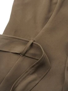 GlowEve CURVE Plus Size Autumn/Winter Elegant Casual Jacket & Straight Leg Pants 2 Pieces Set - Mocha Brown - View 6