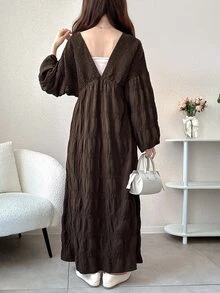 DAZY Women's Solid Color Casual Party Midi Dress - Brown - View 5