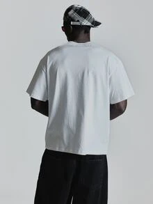 Oversized Drop Shoulder Halloween Graphic Tshirt "MUSERO STUDIOS "Crew Neck Autum Winter Essentials - White - View 5