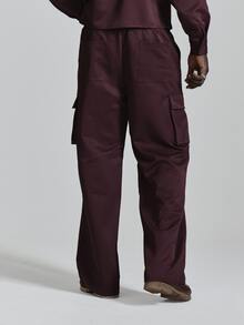 Musero Lose Fit Woven Cargo Pants Elasticated Waistband Co Ord Trousers Only Autum Winter Essentials - Rust Brown - View 4