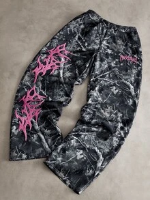 PAVTROS 男士街頭風仿生迷彩白色3D刺繡休閒運動長褲，日常百搭男友/丈夫禮物，週年紀念禮物 - 彩色 - 查看 3
