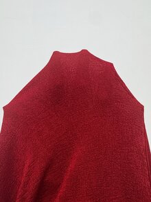 SHEIN Women's Solid Color Off-Shoulder Bell Sleeve Fitted Elegant New Dress - Red - View 7