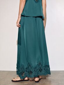 MOTF PREMIUM URBAN LACE PATCHWORK LONG SKIRT SPRING SUMMER - Teal Blue - View 6